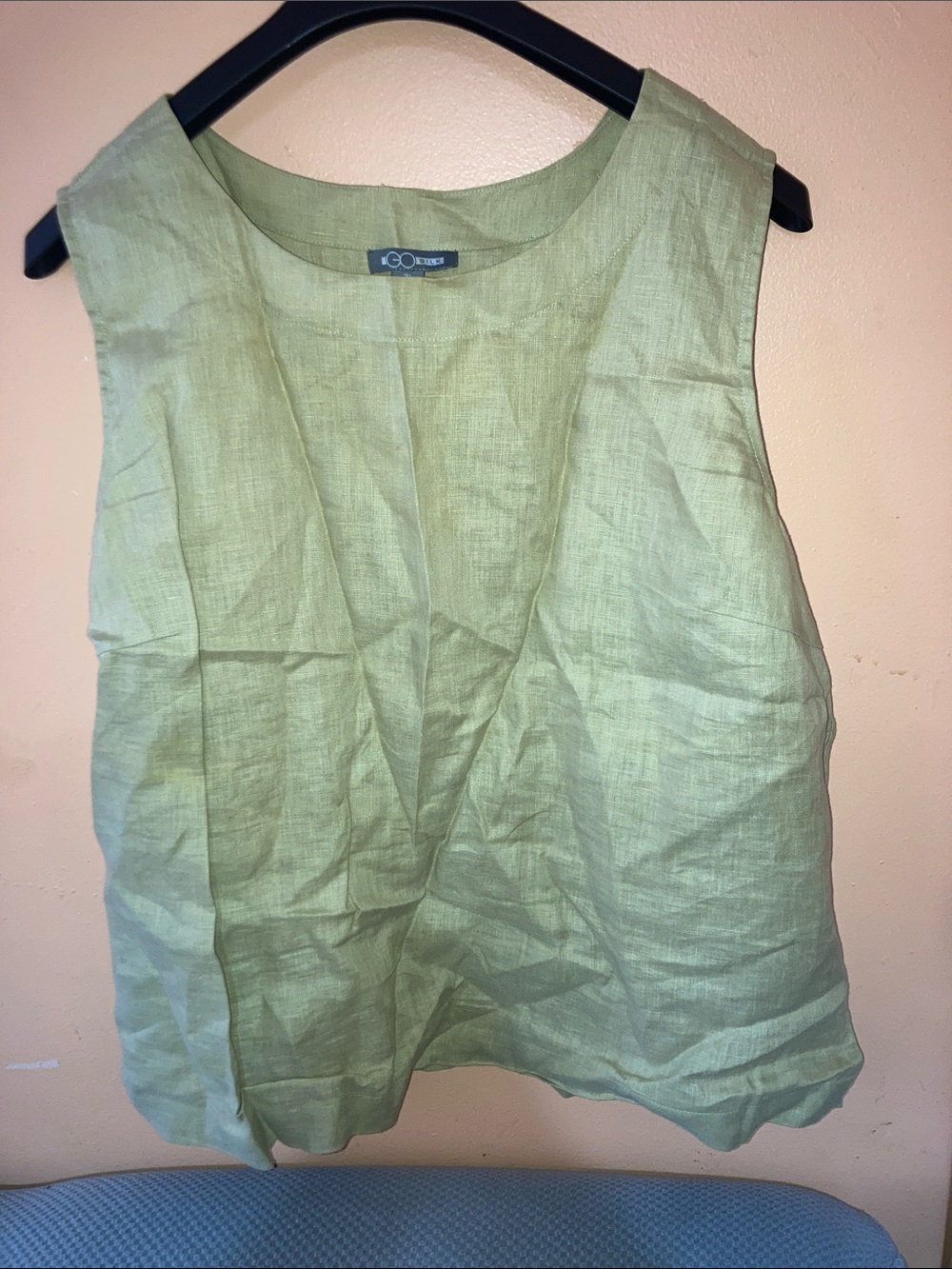 Light Green Sleeveless Linen Tank Top by Eileen Fisher